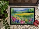 Massachusetts Mayflowers in Watercolor Doormat Front Door Mat Indoor Outdoor Rugs for Entryway, Non Slip Washable Low Pile, 24H X 36W