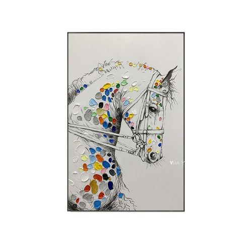 Handmade modern white horse oil painting On Canvas Nordic animal Art Poster Wall Art Picture for Living Room Home Decor Handmade modern white horse oil painting On Canvas Nordic animal Art Poster Wall Art Picture for Living Room Home Decor